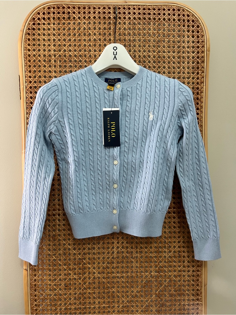 Ralph Lauren Girl's Mini-Cable Cotton Cardigan - Office Blue / S